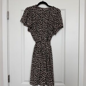LOFT Tie Waist Leopard Print Women's Dress